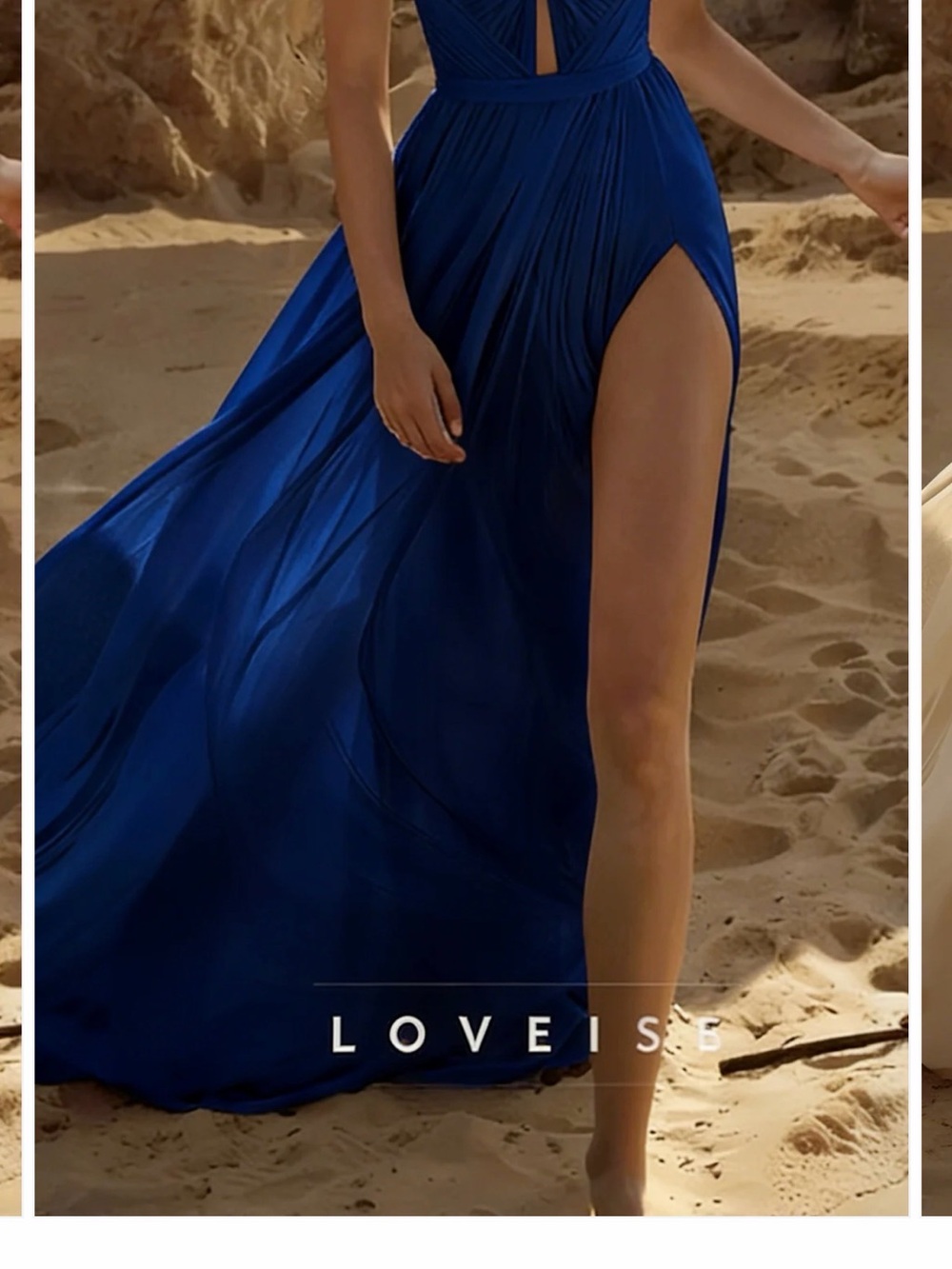 Love Backless High-Slit Maxi Dress in Royal Blue